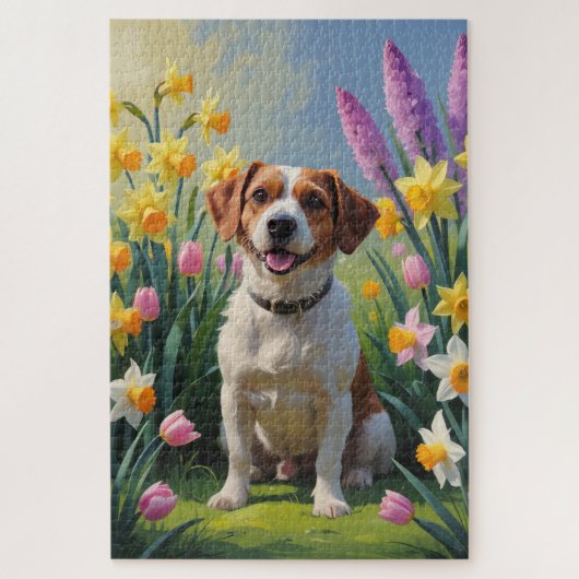 Chesapeake Bay Terrier Lente Bloemen Schilderen Legpuzzel (Verticaal)