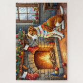 Chesapeake Bay Terrier Openhaard Kerstlichten Legpuzzel (Verticaal)
