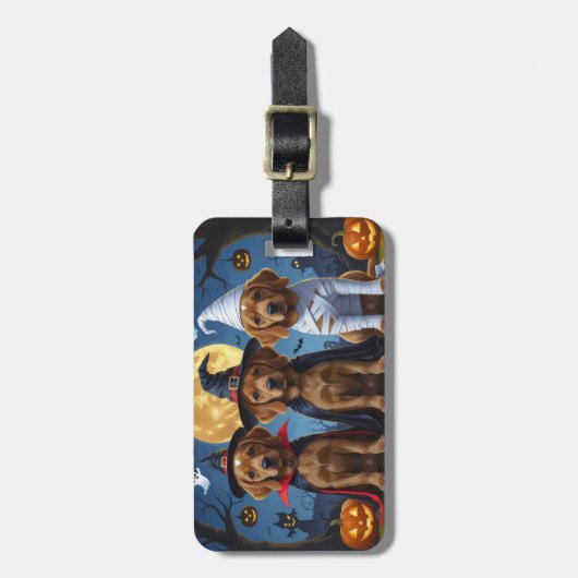 Chesapeake Bay Terrier Pompoen Halloween Grappig Bagagelabel (Voorkant verticaal)