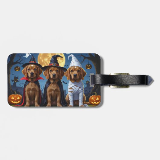 Chesapeake Bay Terrier Pompoen Halloween Grappig Bagagelabel (Achterkant horizontaal)