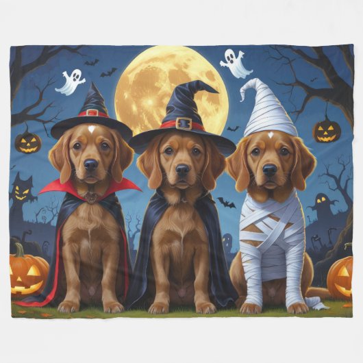 Chesapeake Bay Terrier Pompoen Halloween Grappig Fleece Deken (Voorkant (Horizontaal))
