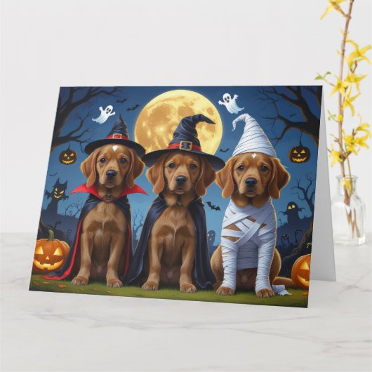 Chesapeake Bay Terrier Pompoen Halloween Grappig Kaart (Gele Bloem)