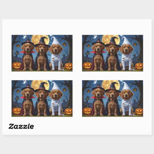 Chesapeake Bay Terrier Pompoen Halloween Grappig Rechthoekige Sticker (Vel)