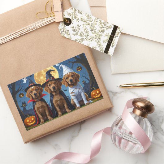 Chesapeake Bay Terrier Pompoen Halloween Grappig Rechthoekige Sticker (Geschenken)