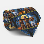 Chesapeake Bay Terrier Pompoen Halloween Grappig Stropdas (Opgerold)