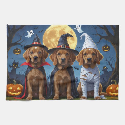 Chesapeake Bay Terrier Pompoen Halloween Grappig Theedoek (Horizontaal)