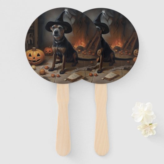 Chesapeake Bay Terrier pompoenen Halloween eng Handwaaier (Voorkant en achterkant)