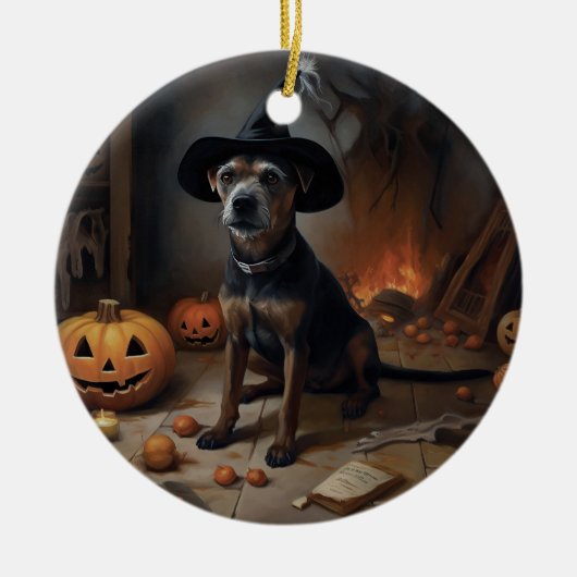 Chesapeake Bay Terrier pompoenen Halloween eng Keramisch Ornament (Voorkant)