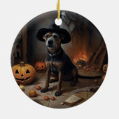 Chesapeake Bay Terrier pompoenen Halloween eng Keramisch Ornament (Achterkant)