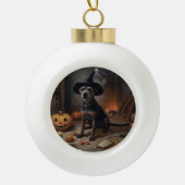 Chesapeake Bay Terrier pompoenen Halloween eng Keramische Bal Ornament (Voorkant)