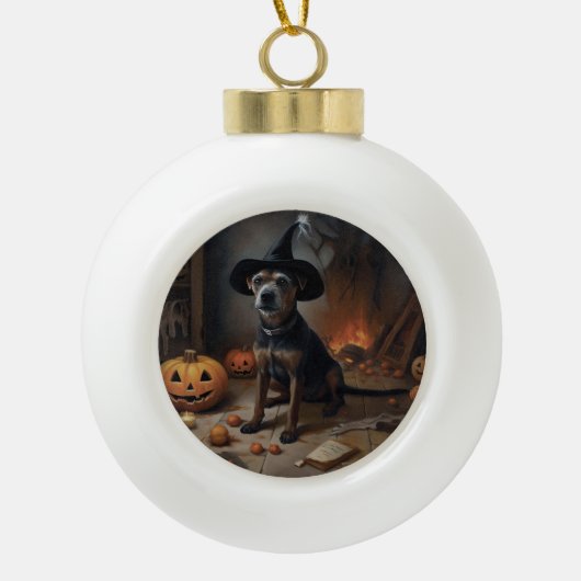 Chesapeake Bay Terrier pompoenen Halloween eng Keramische Bal Ornament (Voorkant)