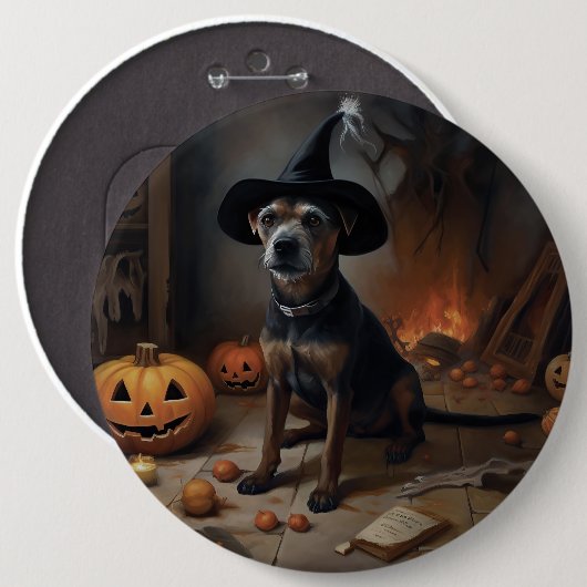 Chesapeake Bay Terrier pompoenen Halloween eng Ronde Button 6,0 Cm (Voorkant /achterkant)