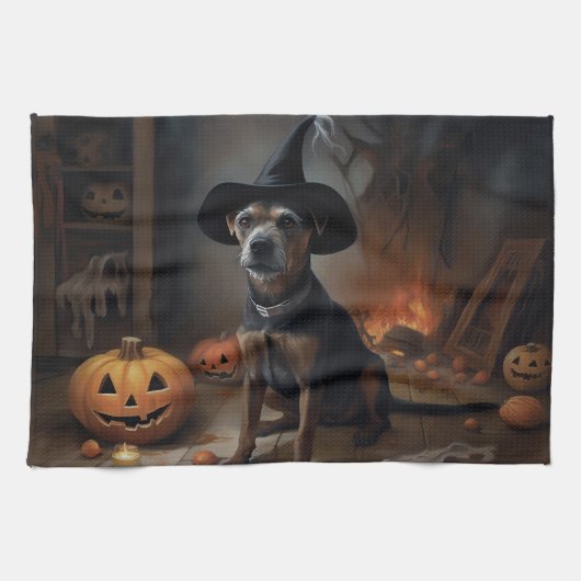 Chesapeake Bay Terrier pompoenen Halloween eng Theedoek (Horizontaal)
