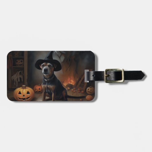Chesapeake Bay Terrier Pompoenen Halloween Griezel Bagagelabel (Voorkant horizontaal)