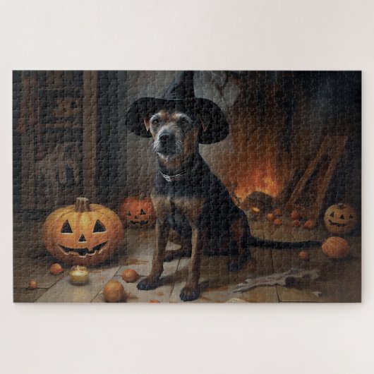 Chesapeake Bay Terrier Pompoenen Halloween Griezel Legpuzzel (Horizontaal)