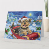 Chesapeake Bay Terrier slee sleeën Kerstmis sneeuw Kaart (Voorkant)