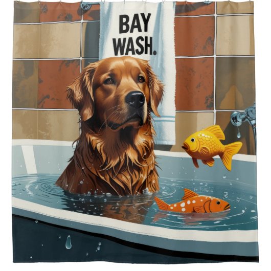 Chesapeake Bay Terrier Sloppy Sleepy Schattige Gra Douchegordijn (Voorkant)