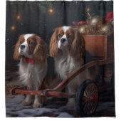 Chesapeake Bay Terrier Snowy Sleigh Kerst Douchegordijn (Voorkant)