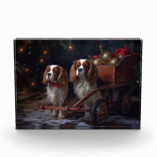 Chesapeake Bay Terrier Snowy Sleigh Kerst Fotoblokken (Voorkant)