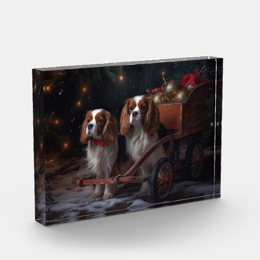 Chesapeake Bay Terrier Snowy Sleigh Kerst Fotoblokken (Links)