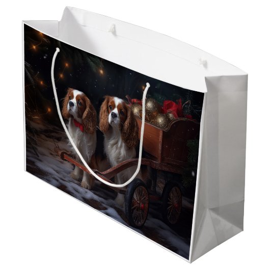 Chesapeake Bay Terrier Snowy Sleigh Kerst Groot Cadeauzakje (Achterkant Gekanteld)