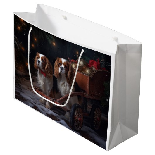 Chesapeake Bay Terrier Snowy Sleigh Kerst Groot Cadeauzakje (Voorkant Gekanteld)