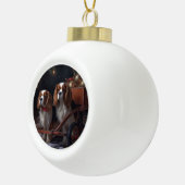 Chesapeake Bay Terrier Snowy Sleigh Kerst Keramische Bal Ornament (Rechts)