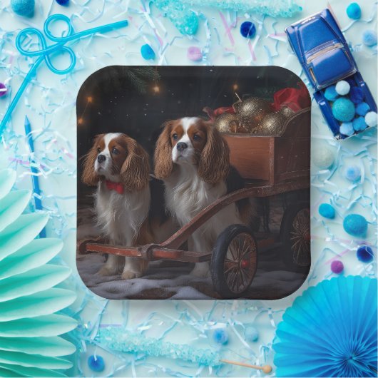 Chesapeake Bay Terrier Snowy Sleigh Kerst Papieren Bordje (Feest)