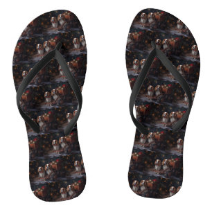 Chesapeake Bay Terrier Snowy Sleigh Kerst Teenslippers