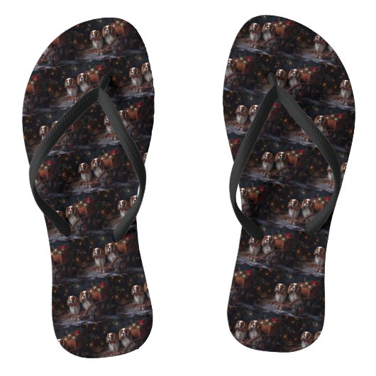 Chesapeake Bay Terrier Snowy Sleigh Kerst Teenslippers (Voetbed)