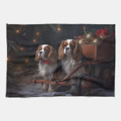 Chesapeake Bay Terrier Snowy Sleigh Kerst Theedoek (Horizontaal)