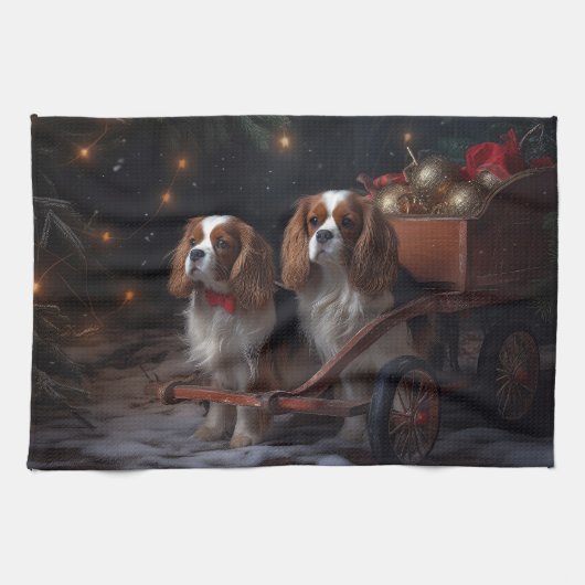 Chesapeake Bay Terrier Snowy Sleigh Kerst Theedoek (Horizontaal)