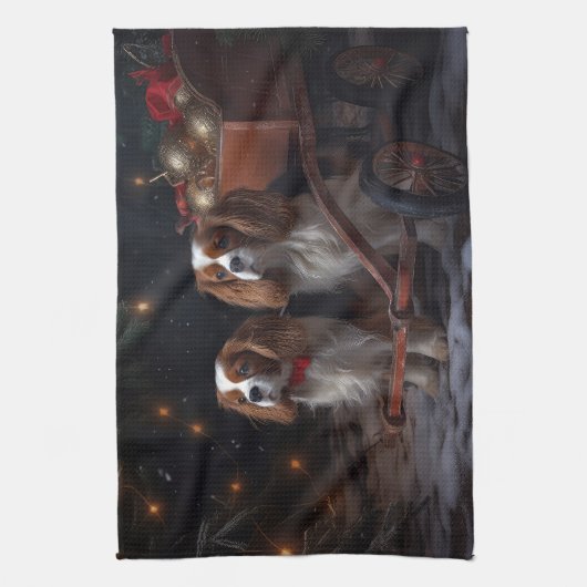 Chesapeake Bay Terrier Snowy Sleigh Kerst Theedoek (Verticaal)