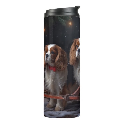 Chesapeake Bay Terrier Snowy Sleigh Kerst Thermosbeker (Gedraaid links)