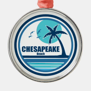 Chesapeake Beach Maryland Palmboom Vogels Metalen Ornament