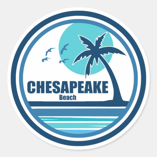 Chesapeake Beach Maryland Palmboom Vogels Ronde Sticker (Voorkant)
