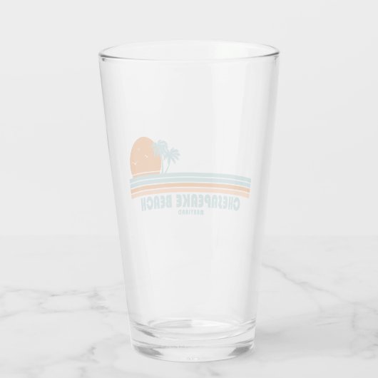 Chesapeake Beach Maryland Sun Palm Trees Glas (Achterkant)
