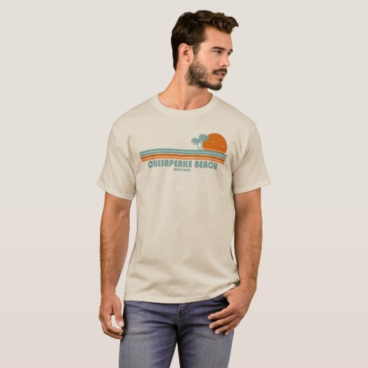 Chesapeake Beach Maryland Sun Palm Trees T-shirt (Voorkant volledig)