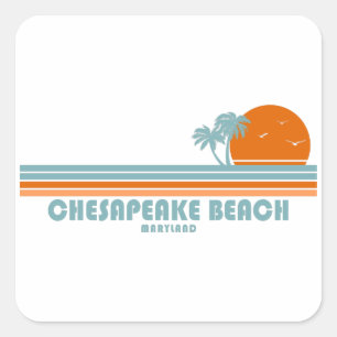 Chesapeake Beach Maryland Sun Palm Trees Vierkante Sticker