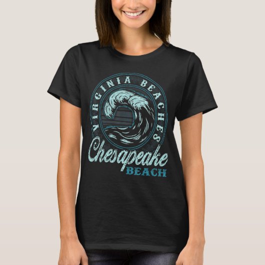 Chesapeake Beach Retro Wave Cirkel T-shirt (Voorkant)