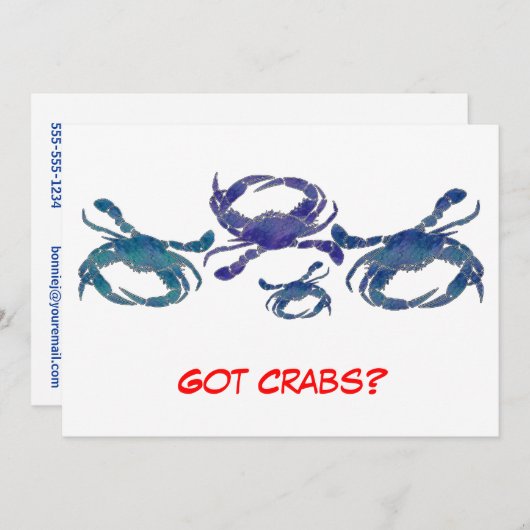 Chesapeake Blue Crabs Kaart (Voorkant / Achterkant)