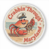 Chesapeake Charm_ Maryland Krab Captain  Sticker (Voorkant)