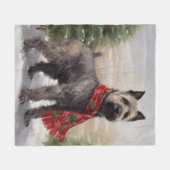 Chesapeake Hond in Sneeuw Kerstmis Fleece Deken (Voorkant (Horizontaal))