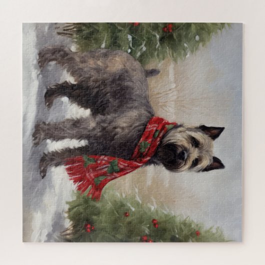 Chesapeake Hond in Sneeuw Kerstmis Legpuzzel (Horizontaal)