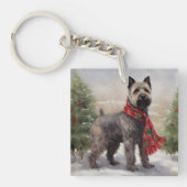 Chesapeake Hond in Sneeuw Kerstmis Sleutelhanger (Voorkant)