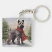Chesapeake Hond in Sneeuw Kerstmis Sleutelhanger (Achterkant)