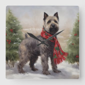 Chesapeake Hond in Sneeuw Kerstmis Vierkante Klok (Voorkant)