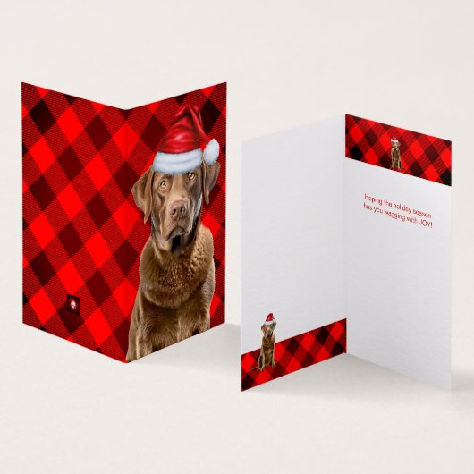 Chesapeake Retriever Red Plaid Kerstvakantie Kaart (Binnen en buitenkant)