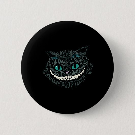 Cheshire Alice Cat was allemaal gek hier Ronde Button 5,7 Cm (Voorkant)
