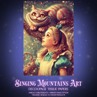 Cheshire Cat Alice Classic Illustration Decoupage Tissuepapier